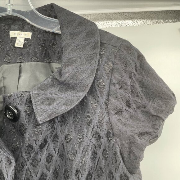 SEMANTIKS Womens Textured Short Sleeve Blazer Shoulder Pads Black Sz 10 Pockets - Picture 4 of 9